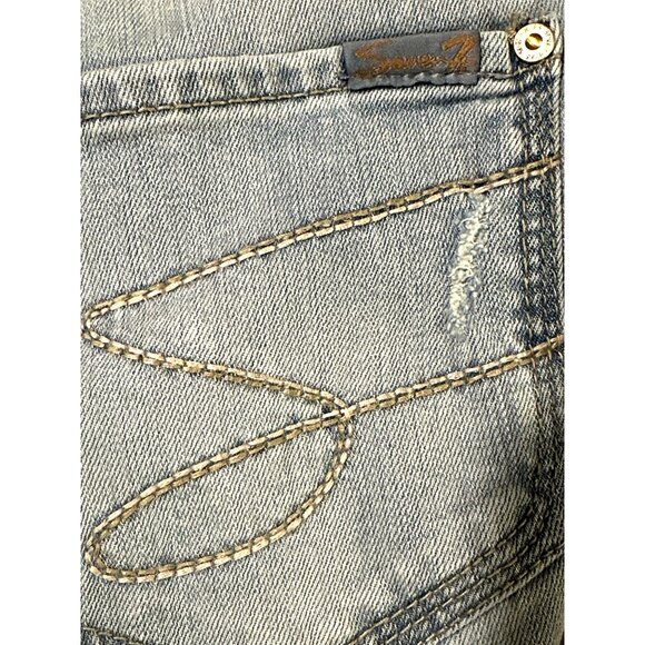 Seven7 Tummyless High Rise Skinny Jeans Light Wash Distressed Stretch Denim 10 - Picture 6 of 16